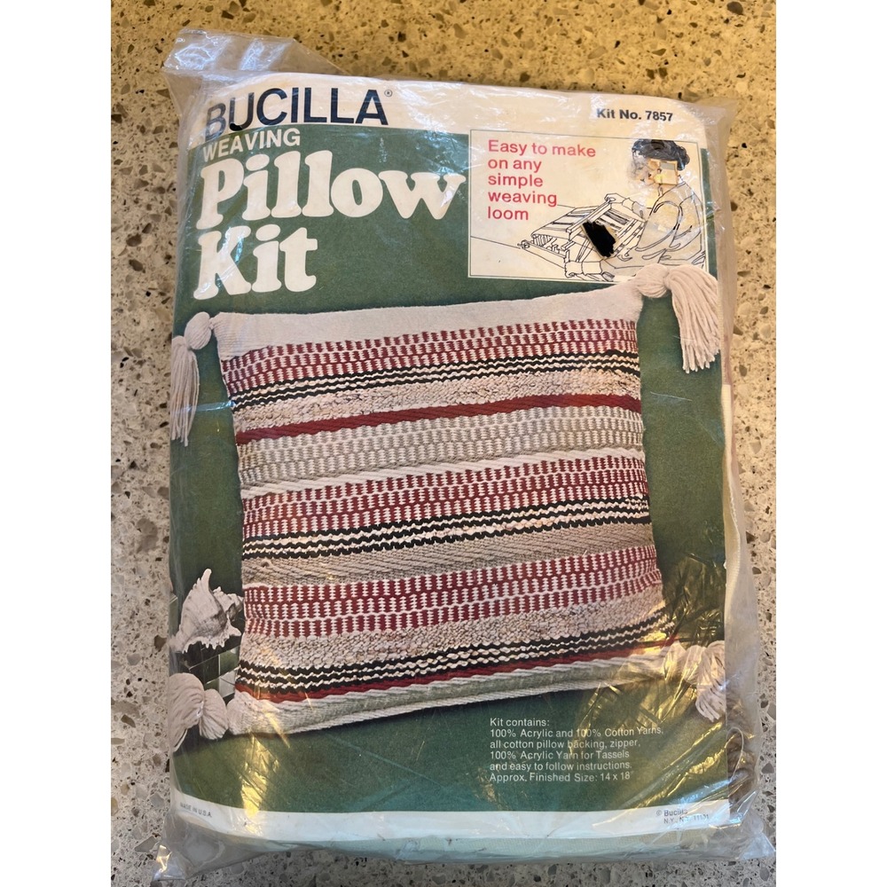 Bucilla Weaving Pillow Kit 7857 Striped Boho DIY Tassel Decor NEW